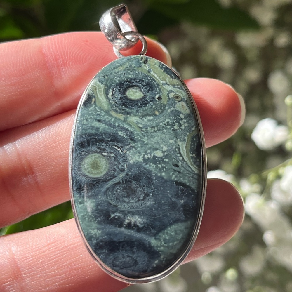 925 silver overlay Kambaba jasper pendant - Picture 2 of 5